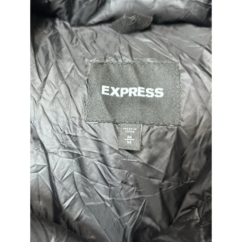 Y2K Express Black Puffer Jacket Insulated Nylon Winter‎ Coat Mens M L Womens XL